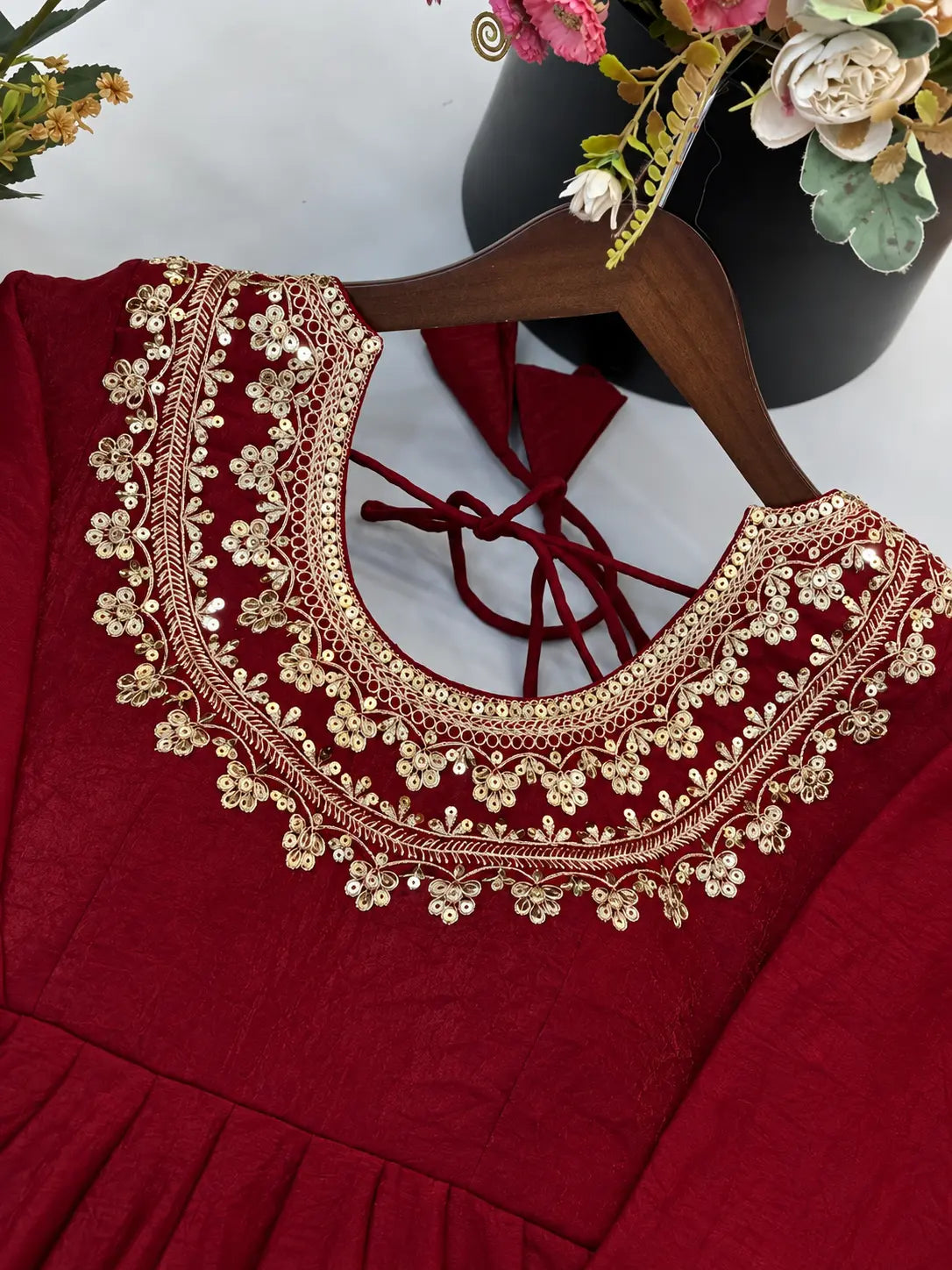 Maroon Sequins Embroidered Suit Doremon Crush Kalyanja KU275 – Full Length View